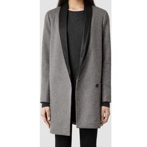 Allsaints wool leather coat